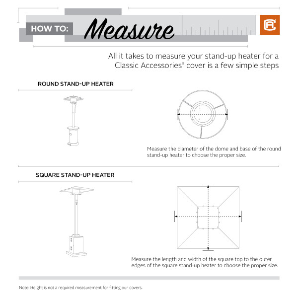 How to measure Standup Heater Classic Accessories Support Center